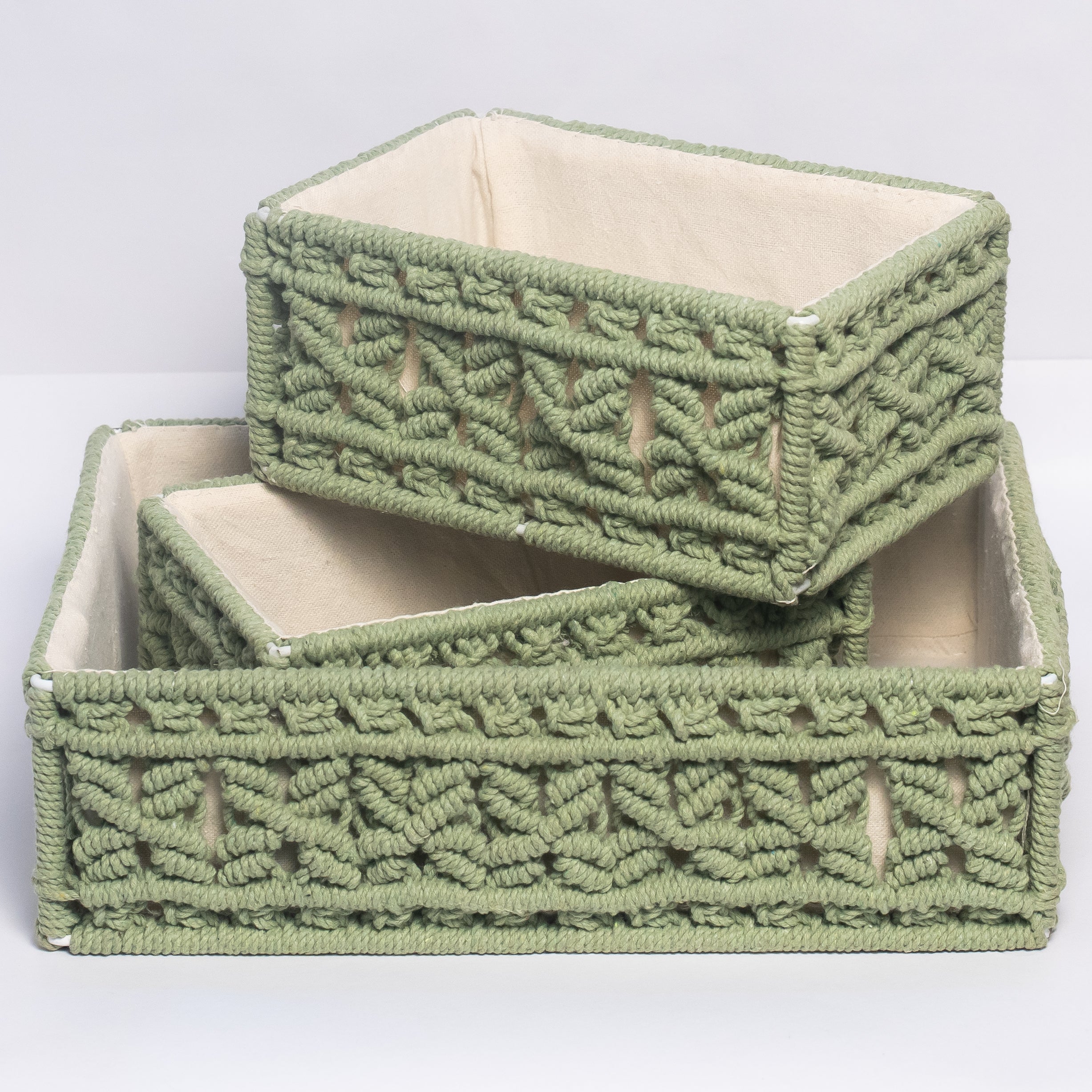 Olive Macrame Baskets