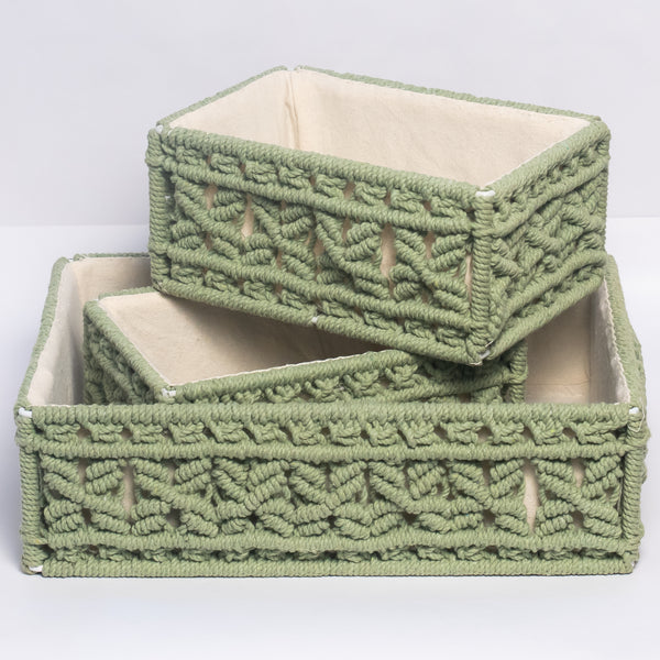 Olive Macrame Baskets