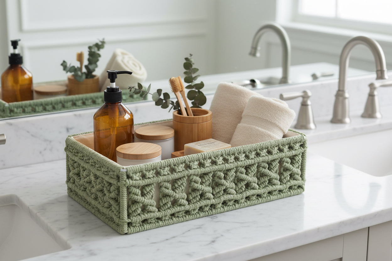 Olive Macrame Baskets