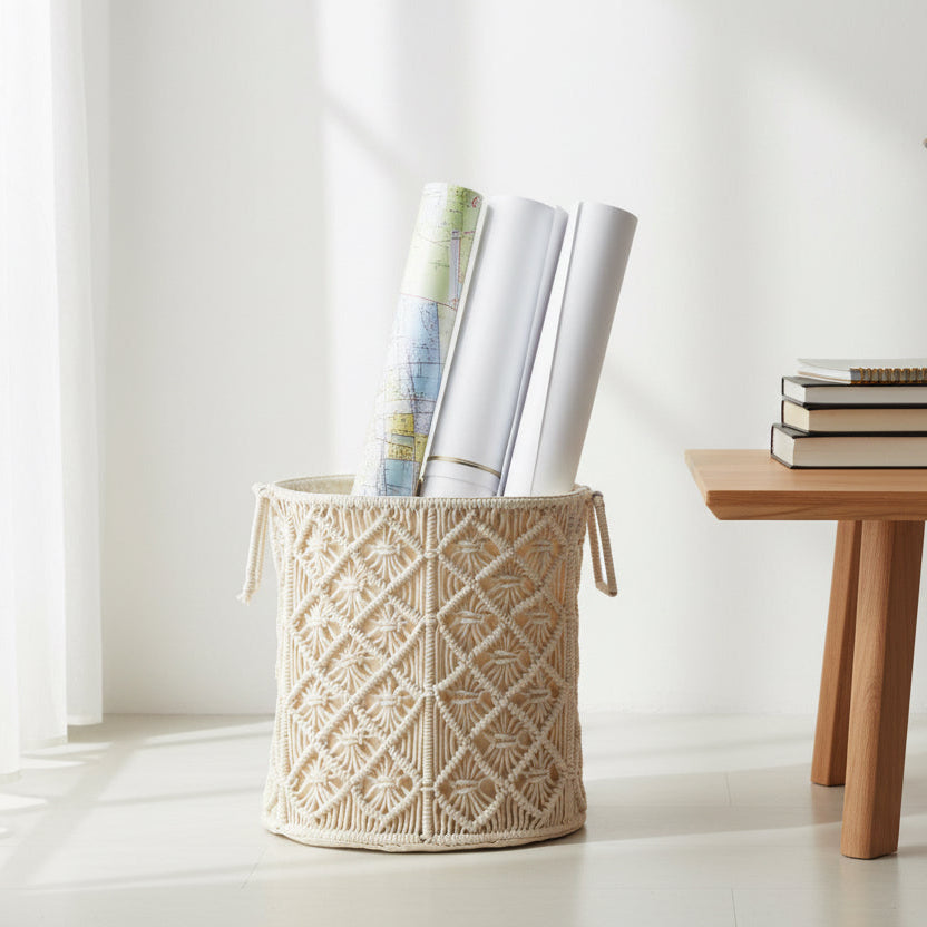 Off- White Round Macrame Baskets