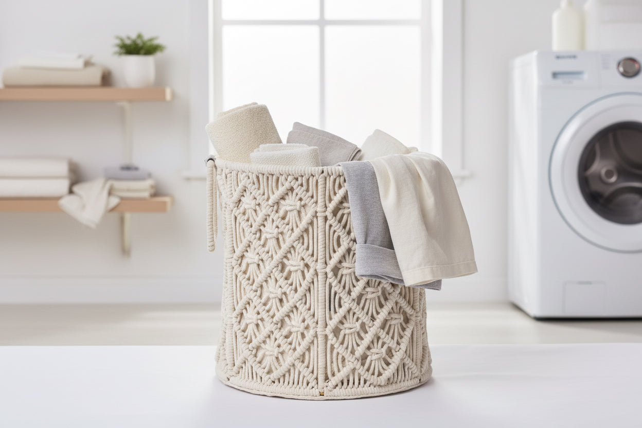 Off- White Round Macrame Baskets