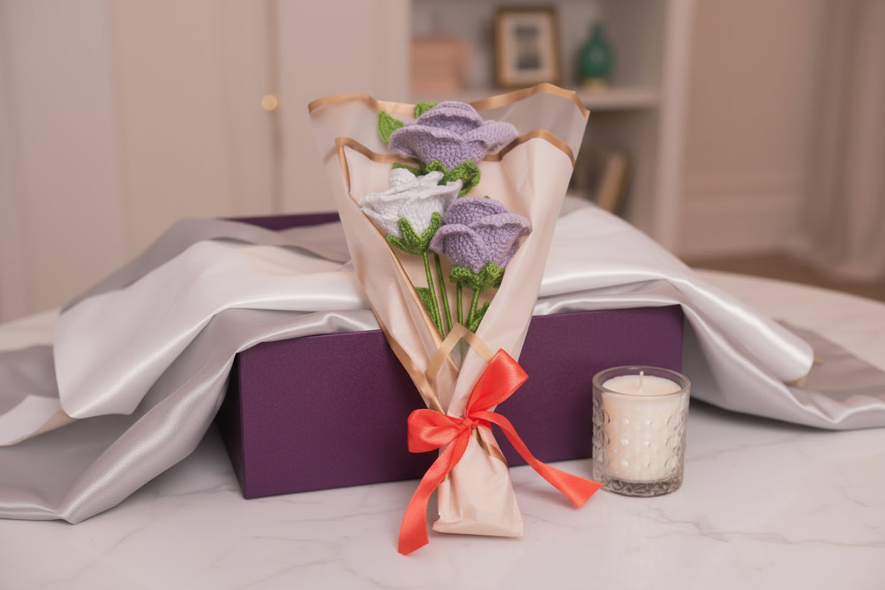 White & Purple Rose Bouquet