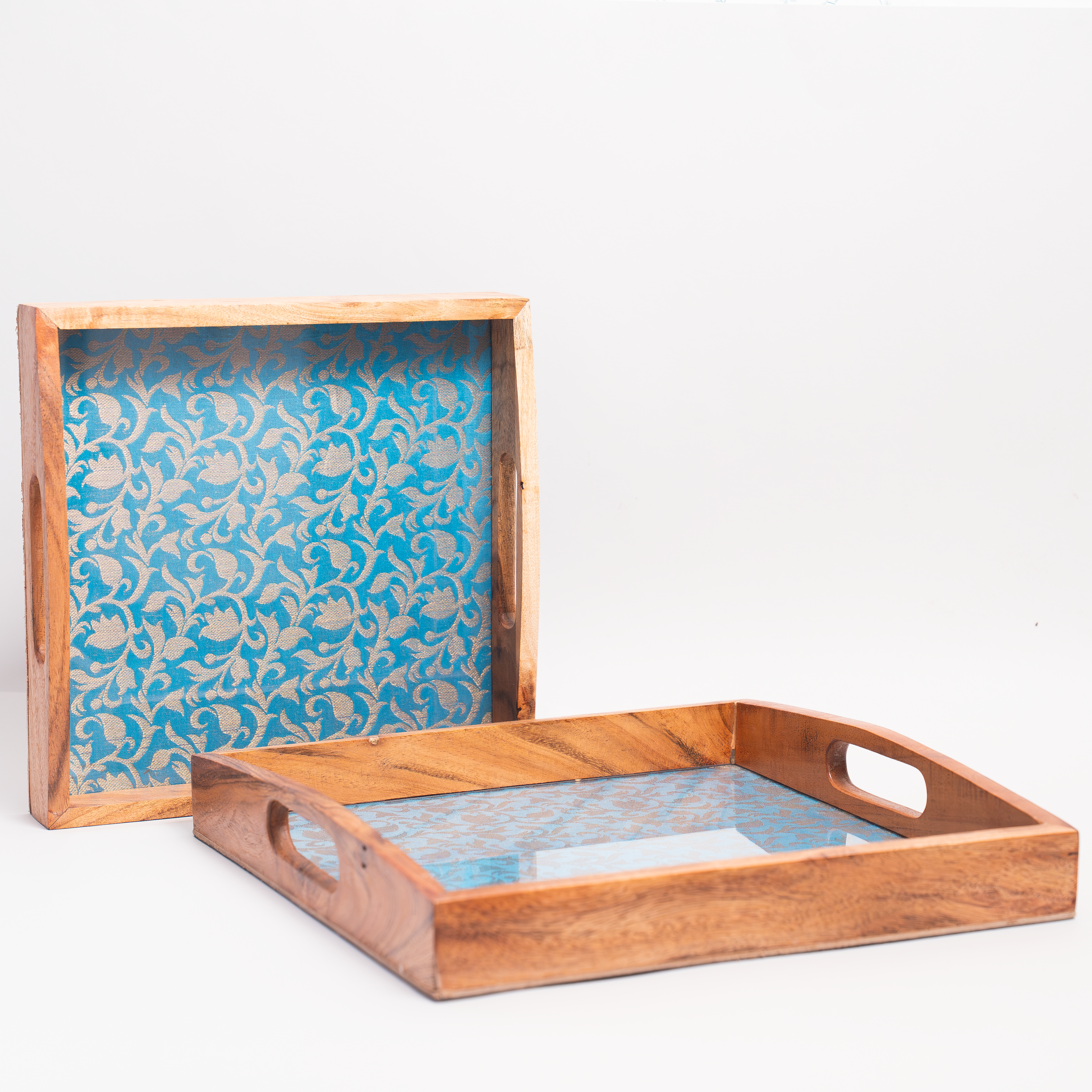 Serving Tray (Blue Brocade Motif)