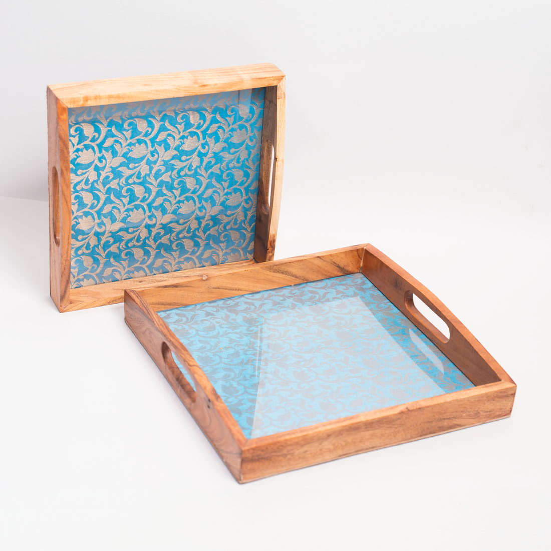 Serving Tray (Blue Brocade Motif)