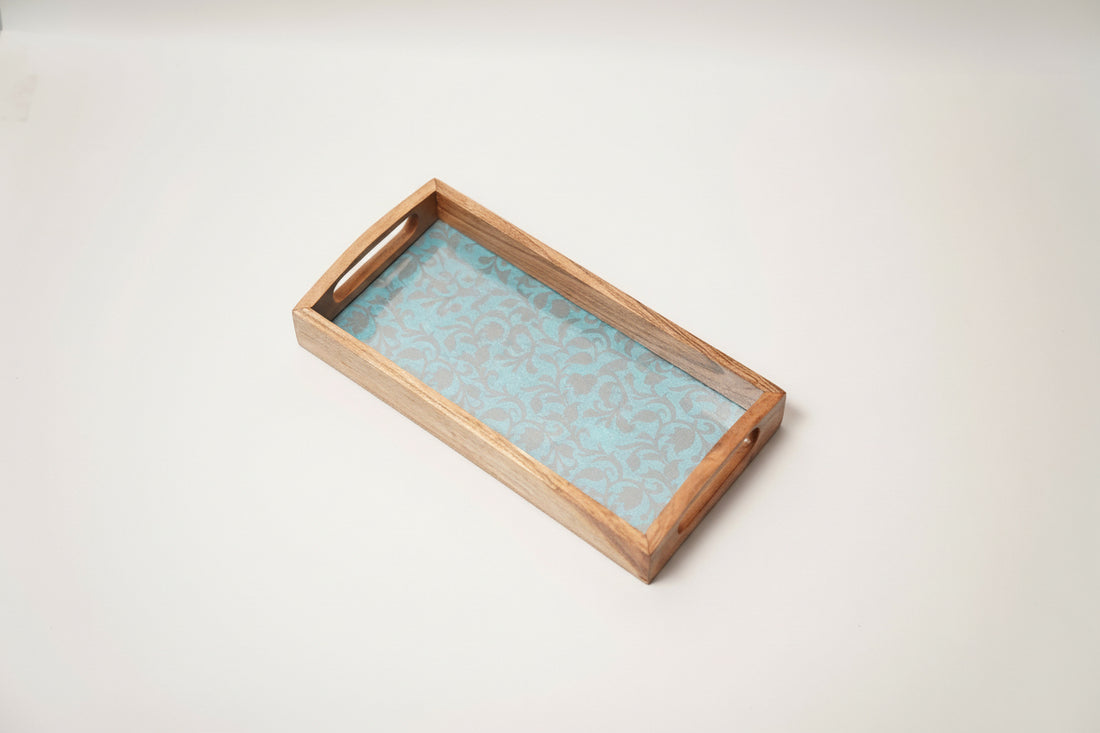 Serving Tray (Blue Brocade Motif)