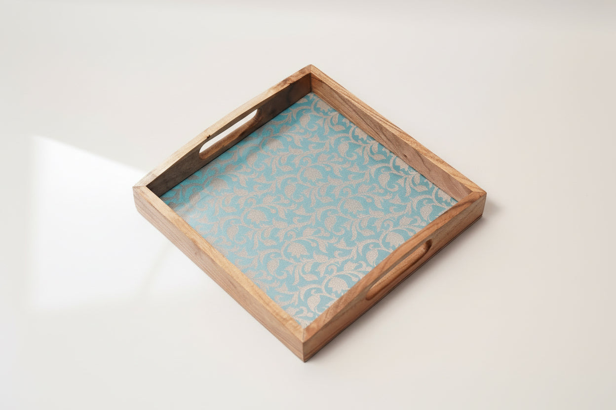 Serving Tray (Blue Brocade Motif)