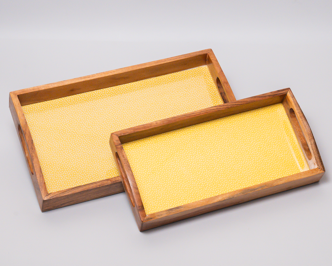Serving Tray (Yellow-White Polka)