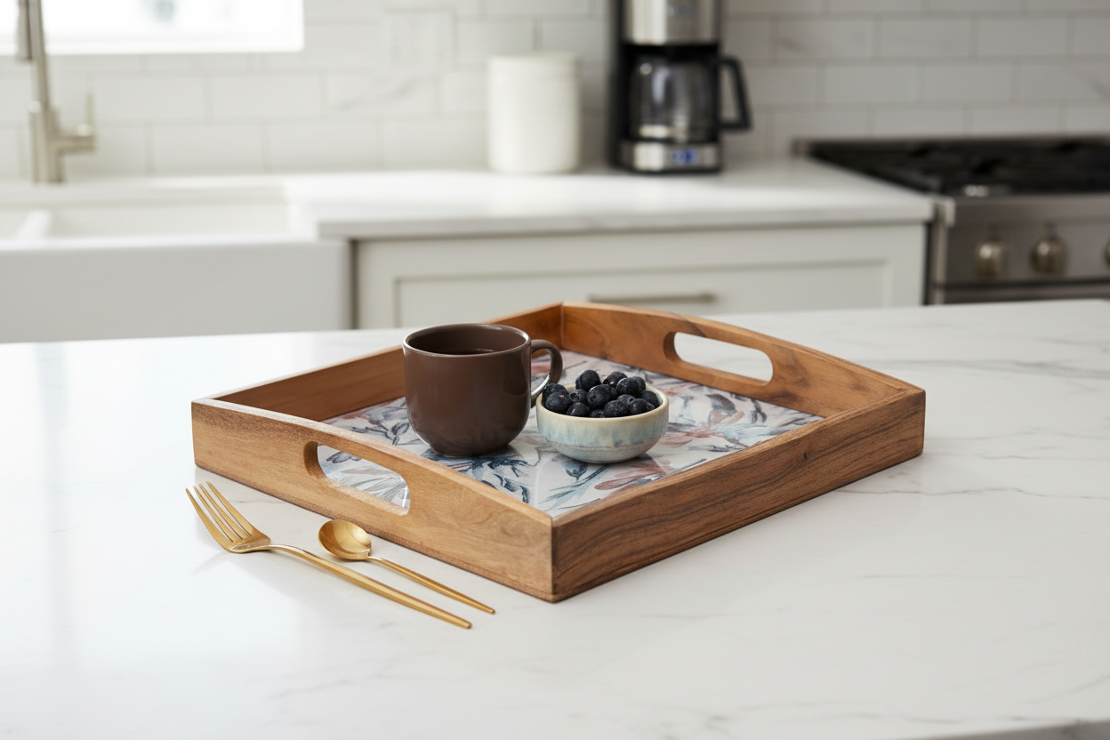 Serving Tray (Blue-Pink Floral)